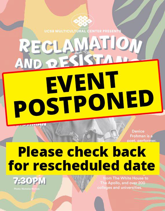 POSTPONED - Reclamation And Resistance: An Evening of Poetry with Denice Frohman