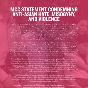 MCC STATEMENT CONDEMNING ANTI-ASIAN HATE, MISOGYNY, AND VIOLENCE